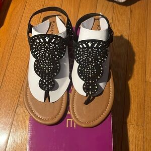 New, Never worn Black Rampage Sandals with Rhinestones Size 8.5